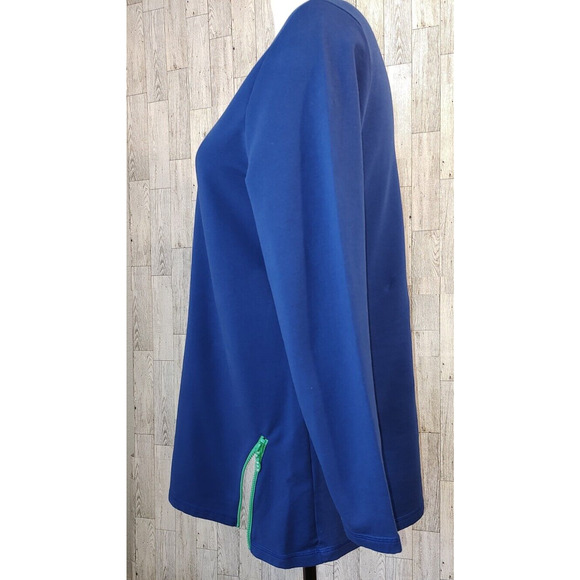 Quacker Factory Woman's Basic Blue Pullover Tunic Size M Long Sleeve 2 Zippers - Picture 5 of 9